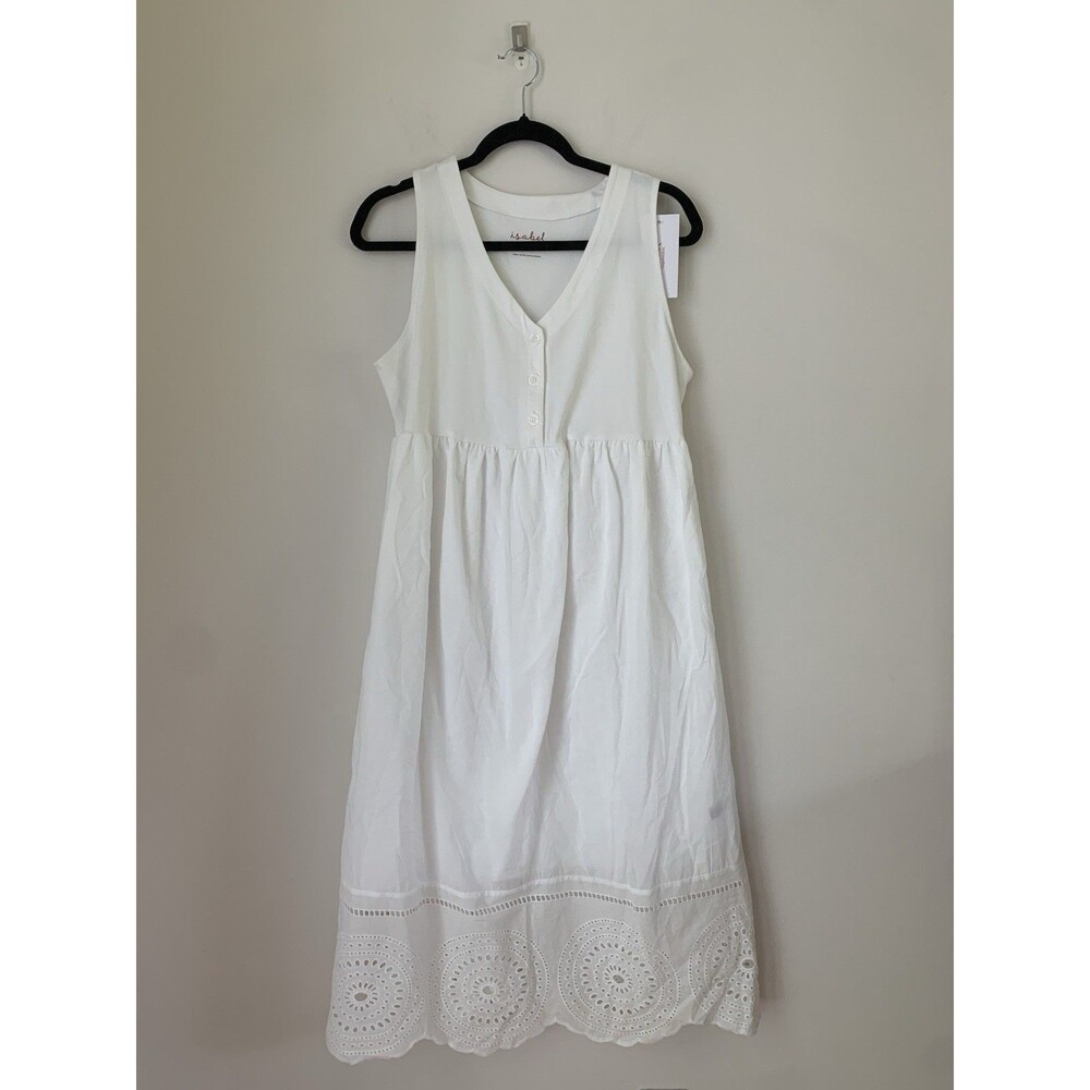 NWT Ingrid & Isabel Maternity Cotton Eyelet Midi Dress White - Size XS, Medium - Picture 3 of 11